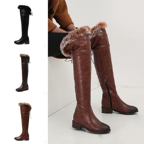knee boots with fur